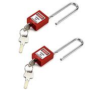 QWORK® Safety Padlock, 2 Padlocks with 4 Keys, Lockout Tagout Locks with 3" Extended Steel Lock Handle, Red