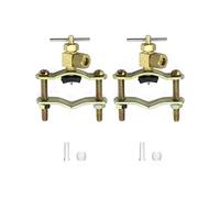QWORK Self-Tapping Saddle Valve, Pack of 2, Copper Needle Valve with 1/4" Compression Outlet, Fit 3/8" to 1-1/4" OD Tube