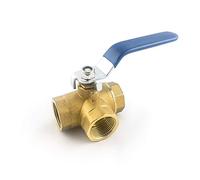 QWORK® Series 3-Way (L-Port) Ball Valve, Lever Handle, Female (DN15 1/2'') Made of Forged Brass
