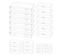 QWORK® Set of 24 Plastic Storage Box with Hinged Lid, Rectangular Storage Containers for Beads, Jewelry and Craft Items - in 4 Sizes from 5.5x4x2 cm to 18x11x3 cm