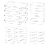 QWORK® Set of 24 Plastic Storage Box with Hinged Lid, Rectangular Storage Containers for Beads, Jewelry and Craft Items - in 4 Sizes from 55x40x20mm to 175x106x26mm