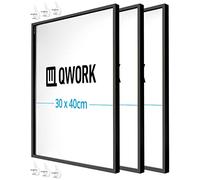 QWORK® Set of 3 Aluminium Picture Frames 30 x 40 cm Matte Black Shatterproof Acrylic Glass for Portraits, Puzzles, Posters, Certificates