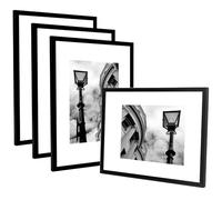 QWORK® Set of 4 Black Picture Frame 12" x 16" - Shatter Resistant PVC Photo Frame for Table Top and Wall Display