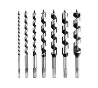 QWORK® Set of 7 Wood Auger Drill Bits, 230mm x 6/10/12/16/20/22/25mm, Cuts Shallow and Deep Holes in Wood