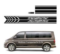 QWORK® Side Stripes Sticker Set in Black - Compatible with VW Multivan T4, T5, T6 - Includes Stickers for Bonnet/Rearview Mirror/Sides