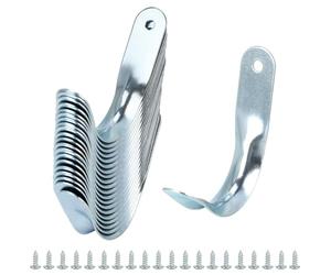 QWORK Silver Iron Tool Hooks - 20 Pack, Rust Resistant, Wall Mount, Ideal for Shed, Garage, Workshop