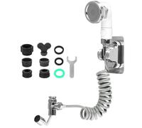 QWORK® Sink Faucet Sprayer Set - 3 Spray Modes - 5.25ft Hose - Rotatable Diverter Valve - 5 Faucet Adapters - Kitchen Bathroom Garden Shower Head for Hair Washing, Pet Shower and More