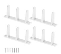 QWORK Sliding Closet Door Floor Guides, 4 Pack Universal ABS Bottom Guide for 1-3/8 Inch Thick Sliding Doors - White Closet Door Guides with Screws for Cabinet, Bathroom, and Kitchen Doors