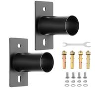 QWORK Slip Fitter Tenon Adapter Bracket 2 Pack with 2-3/8 in OD, Dark Bronze Steel, Rustproof Rainproof Mount for Shoebox Parking Lot Flood Area Lights, Square Pole or Wall, Hardware Included