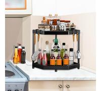 QWORK® Spice Rack Organizer, 2-Tier Countertop Organiser, Corner Storage Shelves, Spice Rack Storage for Seasoning Bottles, Toiletries, Mugs