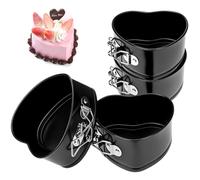 QWORK Springform Cake Pan Set - 4 Pack 4-Inch Non-Stick Leakproof Heart Shape Cheesecake Pan Baking Molds with Removable Bottom for Birthday Cakes