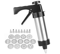 QWORK Stainless Steel Cookie Press Gun Kit - Includes 13 Cookie Discs and 8 Piping Tips, Ergonomic Design