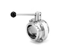 QWORK Stainless Steel Sanitary Butterfly Valve with Pull Handle - Tri Clamp Clover for 3" Tube OD, 1 Pack