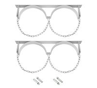 QWORK Steel Wall-Mounted Bracket for 2 Cylinder, 2 Sets Durable Gas Cylinder Bracket with Screws and Safety Chain Supported, QS15156