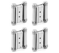 QWORK - Swivel Hinges for Cafe and Living Room Door, 4 Pack 3 Inch Stainless Steel Hinges, Double Action Spring Door Hinges, Includes Pins and Screws