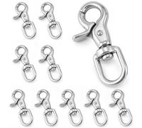 QWORK Swivel Trigger Snap Hook, 10 Pack 2.56" Stainless Steel 316 Swivel Trigger Clip Hook, 130 Lbs Capacity, for Cages, Dog Leash, Flag Pole, Bag