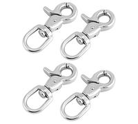 QWORK Swivel Trigger Snap Hook, 4 Pack 2.56" Marine Grade Stainless Steel 316 Swivel Trigger Clip Hook, 130 Lbs Capacity, for Cages, Dog Leash, Flag Pole, Bag, Key Ring