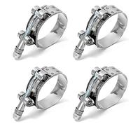 QWORK® T-Bolt Hose Clamp, T Bolt Clip, Stainless Steel, Working Range 58mm-65mm, Suitable for 2-Inch Hose Inner Diameter, Turbocharged Air Inlet Intercooler Clamp, 4 Pcs