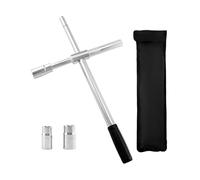 QWORK® Telescopic Wheel Brace Wrench with 2 Standard Sockets 17 mm/19 mm and 21 mm/23 mm, Telescopic Wheel Cross Extendable to 60 cm