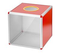 QWORK® Transparent lottery box 30CM, robust donation box ballot box with aluminium frame and acrylic panels, for donations, raffles and votes