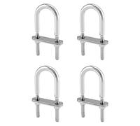 QWORK U-Bolts, 4 Set M6 x 90mm Round U Bolt, 304 Stainless Steel U Clamp Bolt with Nuts and Plates, Marine Boat Deck Hardware