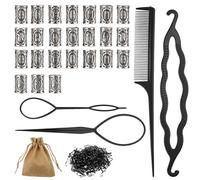 QWORK® Viking Runes Beard Beads for Men - 24 Piece Set with Dreadlock Beads, Rubber Bands, Hair Styling Tools & Pouch
