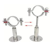 QWORK® Wall Mount Ceiling Mount Pipe Support, Adjustable Stainless Steel Bracket Clamp for Dia 51mm (1-1/2 inch) with Screws, Ideal for Pipe, Tube or Rod Fixing