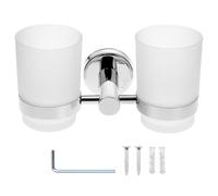 QWORK Wall Mounted Toothbrush Holder with 2 Mouthwash Cup, 304 Stainless Steel