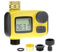 QWORK® Watering Timer, Irrigation Timer with LCD Display, Automatic Watering System, 3 Programmes & Rain Delay, for Gardens, Lawns, Greenhouses