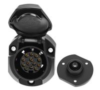 QWORK® Waterproof 13 Pin Trailer Socket with Rubber Gasket, 12V Connector for Truck, RV, Boat & Caravan