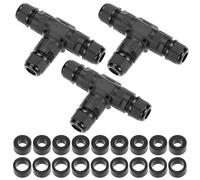 QWORK Waterproof Cable Connectors, 3 Pack Tee Connectors for Cables Ø 5-12 mm, 3-Way IP68 Electrical Junction Box