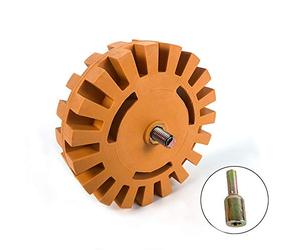 QWORK® Wheel Car Decal Remover Tool Kit - 4Inch Rubber Power Drill Attachment for Removing Pinstripes, Stickers, Adhesive Vinyl Decals from Cars, Rvs, Boats and More