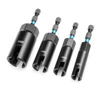 QWORK Wing Nut Driver Set - 4 Piece Cr-V Steel Wing Nut Driver Bit, 9/12/15/18mm Sizes, 1/4" Hex Shank, Compatible with Corded & Cordless Drills, for Wingnuts, Hex Bolts