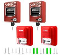 QWORK Wired Emergency Fire Alarm Station, 2 Sets 12 / 24V DC Wired Sound and Light Fire Alarm Warning, Strobe Siren Horn and Dual Action Manual Call Point 9-28VDC