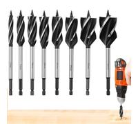 QWORK Wood drill set, self-feed steel snake drill, 10 mm, 16 mm, 18 mm, 20 mm, 22 mm, 25 mm, 32 mm, 35 mm, suitable for electric and table drills