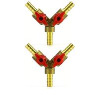 QWORK® Y Hose Connector 3 Way Separator, Brass and Zinc Alloy, 8 mm Ball Valve for Water, Oil and Gas for Garden Watering (2 Pieces)