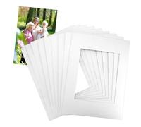 QWORK12x16 Picture Mats Cut for 8x10 Photo, 10 Pack White Double Mat Picture Matboard - Pre-Cut Mat Board Show, Bevel Cut Matte to Display Art Family Photos, Show Kits, Art, Picture Framing,