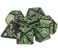 Qworkshop QWOCTH21 7 Piece Call of Cthulhu Dice Set, Black and Green, Multi-Color
