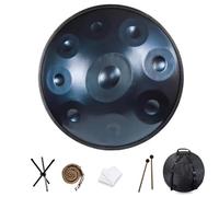 QWPDWA 22-Inch Handpan Drum Instrument in D Minor Steel Hand Drum Harmonic Percussion Hand Pan Drum with Carry Bag/Tripod/2 Hang Drum Mallet, Great for Sound Healing Blue 9 Notes