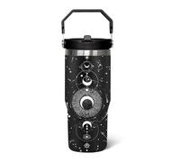 qwpmvhsak 30 oz Goth Tumbler with Handle Lid and Straw,Sun and Moon Cup Gothic Witch Coffee Travel Mug Cup,Astrology Witchy Gifts for Women, Goth Halloween Decor Witch Stuff for Women