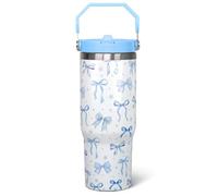 qwpmvhsak 30oz Blue Bow Tumbler with Handle