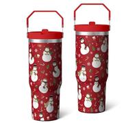 qwpmvhsak 30oz Christmas Snowman Tumbler with Handle
