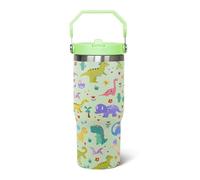 qwpmvhsak 30oz Dinosaur CoffeeTravel Mug Cup Water Botter Flip Tumbler with Handle lid and Straw,Dinosaur Stuff Decor Accessories