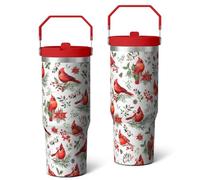 qwpmvhsak 30oz Red Cardinal Tumbler with Handle