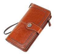 QWPYDXN New Classic Ladies Wallet Long Zipper Coin Pocket Large Capacity Elegant Vintage Thin Design Wallets Retro Fashion Coin Purses Card Holder