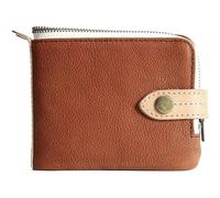 QWPYDXN New Handmade Wallet Compact Size Vintage Layer Cowhide Short Wallet Zip Leather Money Clip Card Slots Coin Pouch Card Holder