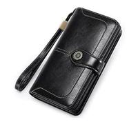 QWPYDXN New Ladies Leather Wallet Credit Card Retro Wallet Large Capacity Buckle Purse Clutch Fashion Coin Pocket Memorial Day Gift Card Holder