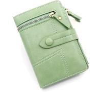 QWPYDXN New Ladies Wallet Cute Fresh Short Style Wallets Credit Card Fold Small Portable Bag Coin Pouch Fold Design for Women Green Card Holder