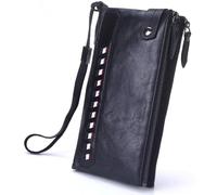 QWPYDXN New Mens Wallet Long Wallet Purse Credit Card Zipper Leather Pocket Multi Card Holder Coin Pouch Classic Black Coin Purses Card Holder