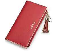 QWPYDXN New Women Wallet Large Capacity Long Leather Zipper Purse Card Slots Tassel Coin Holder Fashion Retro for Girls Gift Card Holder
